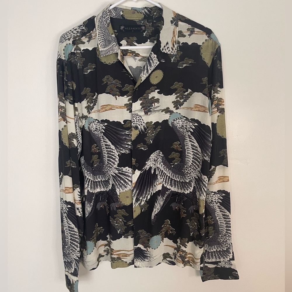AllSaints “Descent” Button Down Long Sleeve Shirt size M